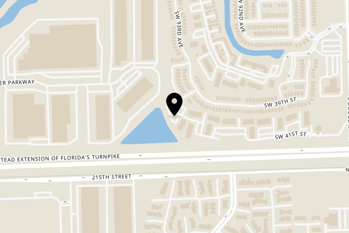Map showing the location of Sugarcakes on 9530 SW 41st St #108 in Miramar